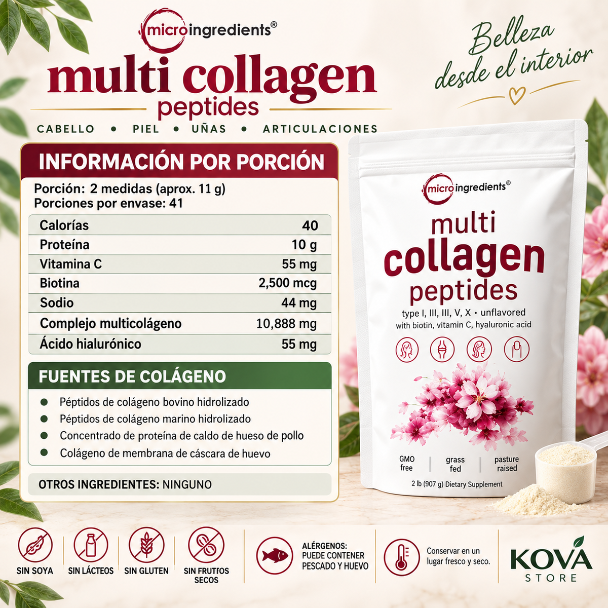 Colágeno Péptidos Toplux 1800 mg — 5 Tipos de Colágeno (90 cápsulas)