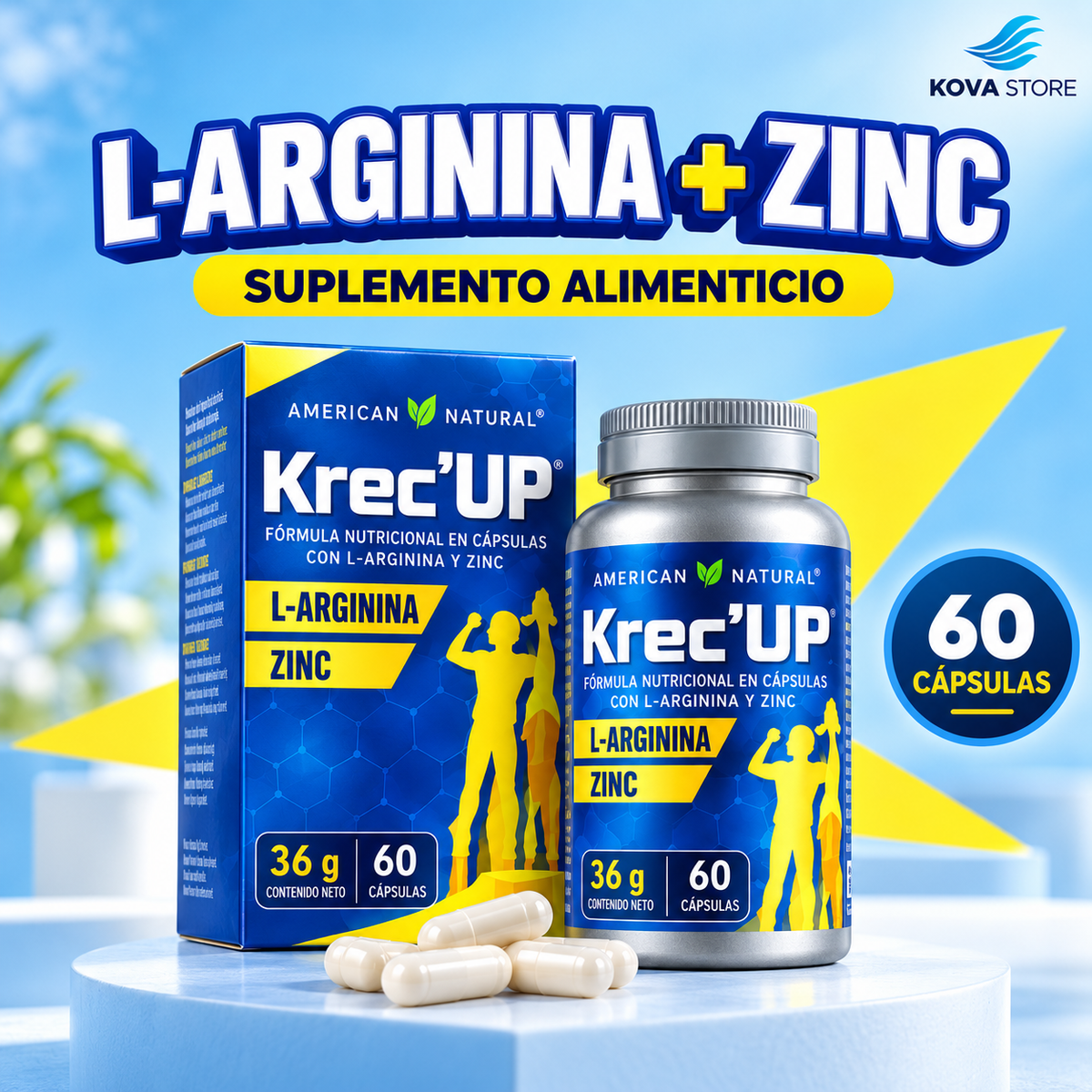 Krec'Up American Natural - L arginina + zinc para crecimiento y energía (9-22 AÑOS)
