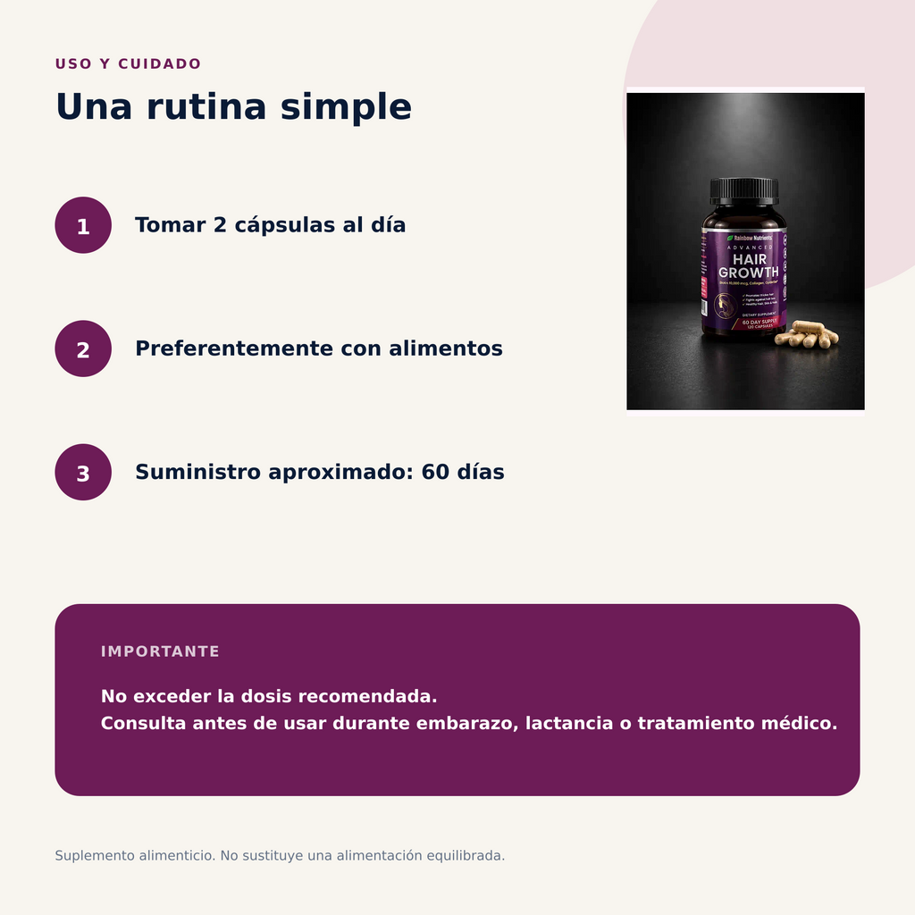 Modo de uso y advertencias de Hair Growth Advanced