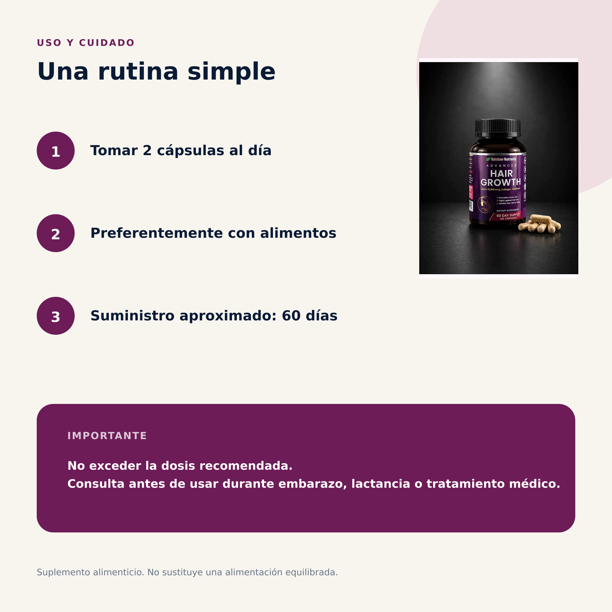 Modo de uso y advertencias de Hair Growth Advanced