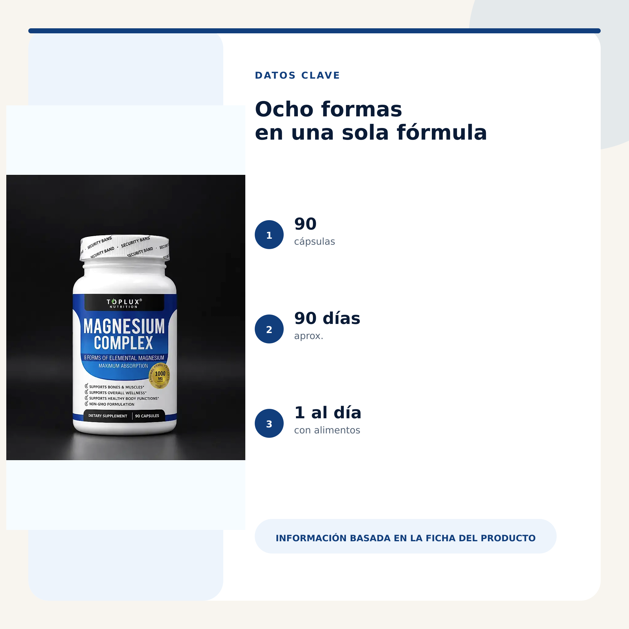 Magnesium Complex 8 en 1: datos clave de presentación y uso
