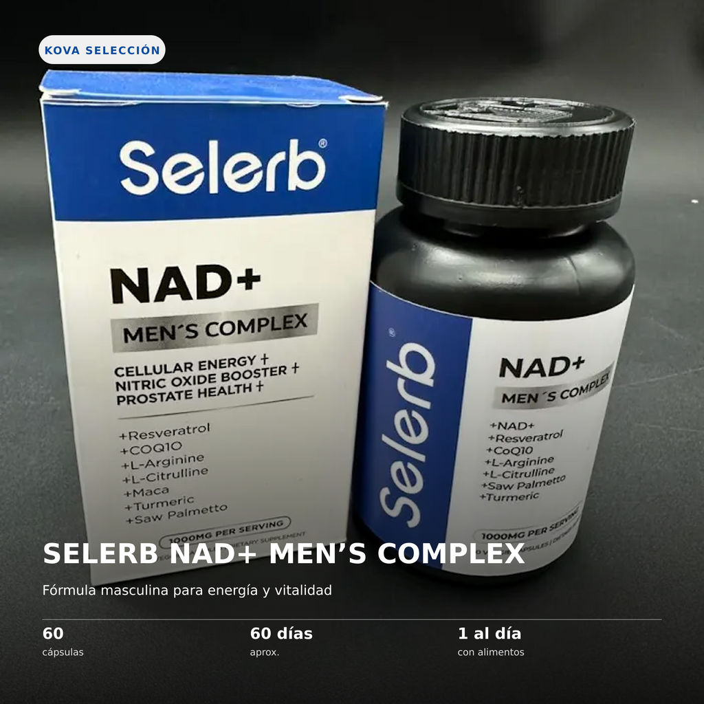 Selerb NAD+ Men's Complex, fotografía real y presentación del producto