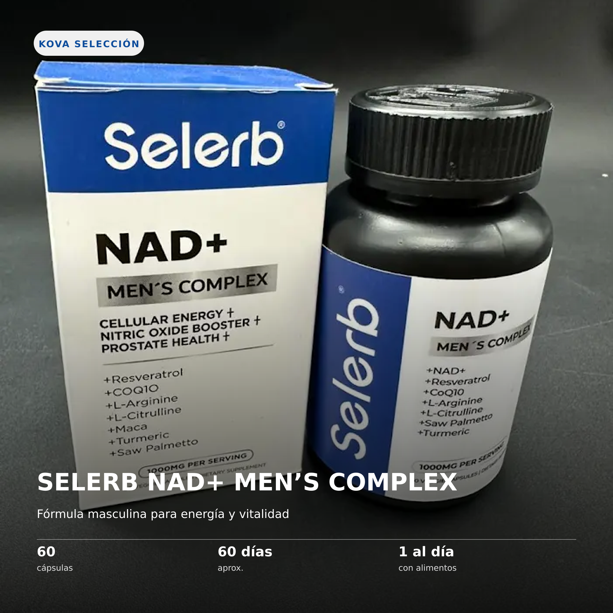 Selerb NAD+ Men's Complex, fotografía real y presentación del producto