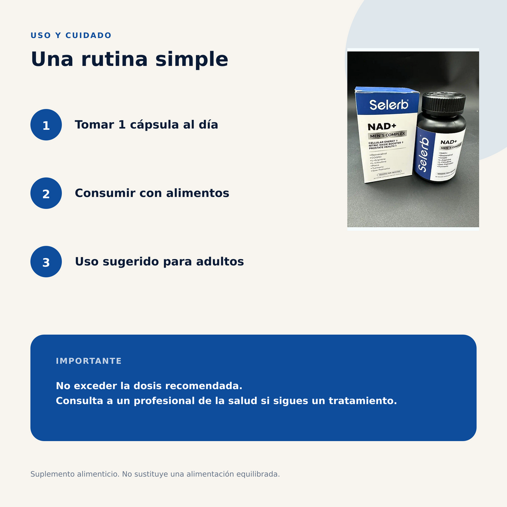 Selerb NAD+ Men's Complex: modo de uso y advertencias